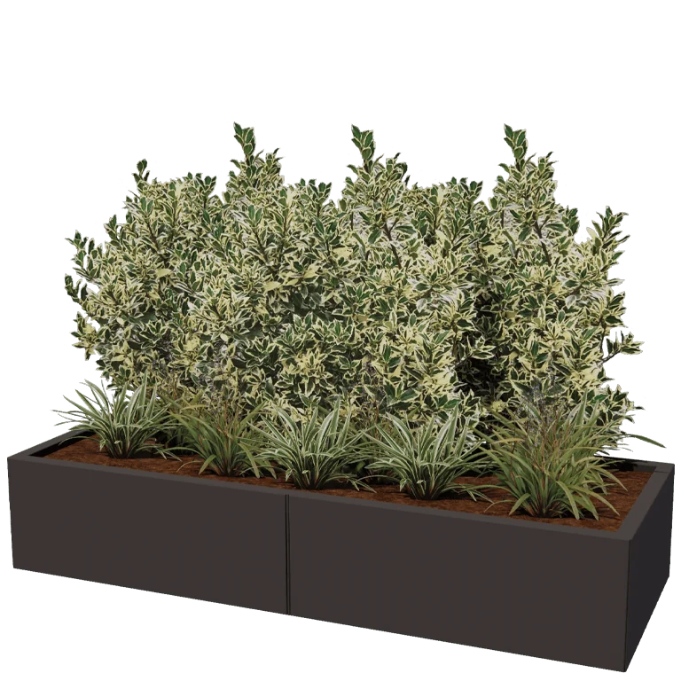 Саксии за цветя от стомана XXL - Правоъгълник - 160 x 60 x 30 cm - друг RAL цвят - Със основа