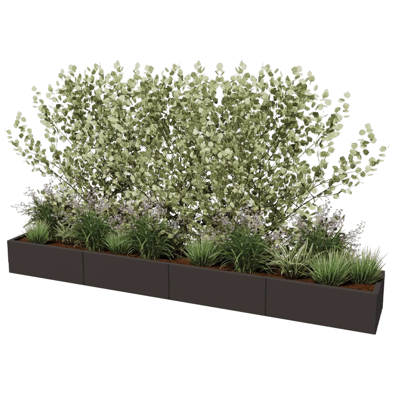 Саксии за цветя от стомана XXL - Правоъгълник - 320 x 50 x 80 cm - друг RAL цвят - без основа