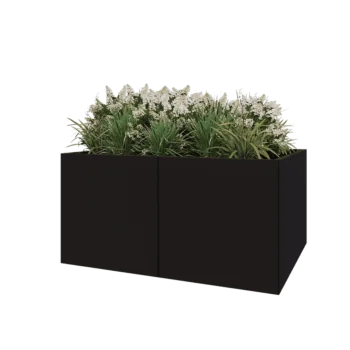 Саксии за цветя от стомана XXL - Правоъгълник - 160 x 120 x 80 cm - RAL9005 матов (черен) - Със основа
