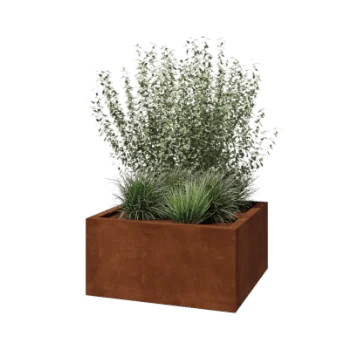 Саксии за цветя от кортенова стомана - Квадрат - 80 x 80 x 40 cm - Заварен - без основа