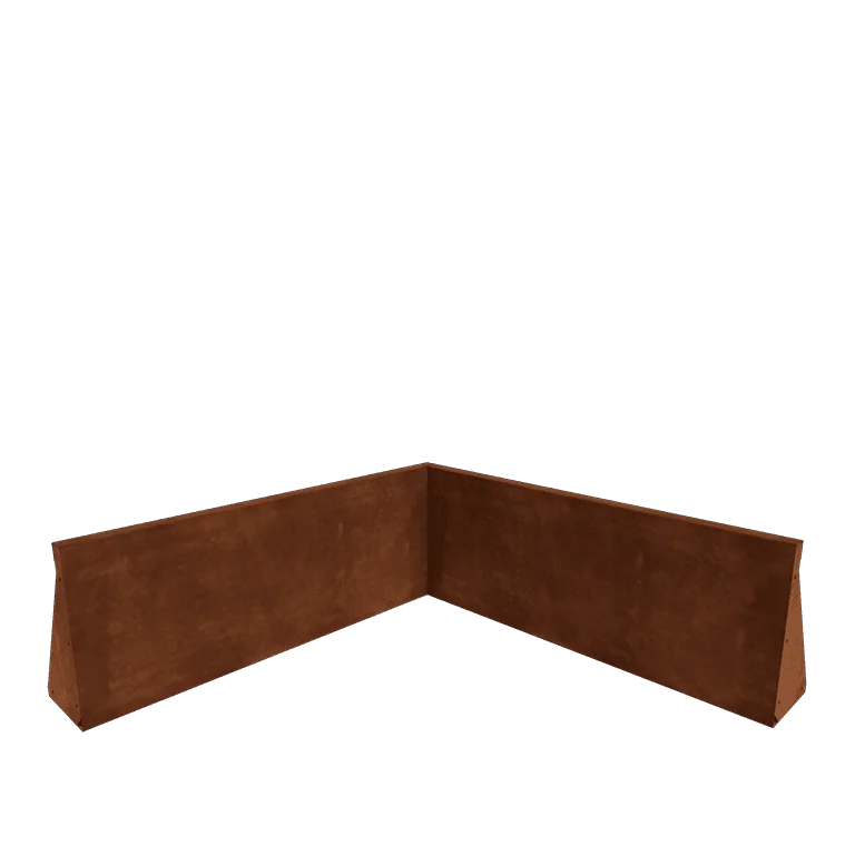 Подпорна стена от кортенова стомана - Вътрешен ъгъл - 100 x 100 x 40 cm