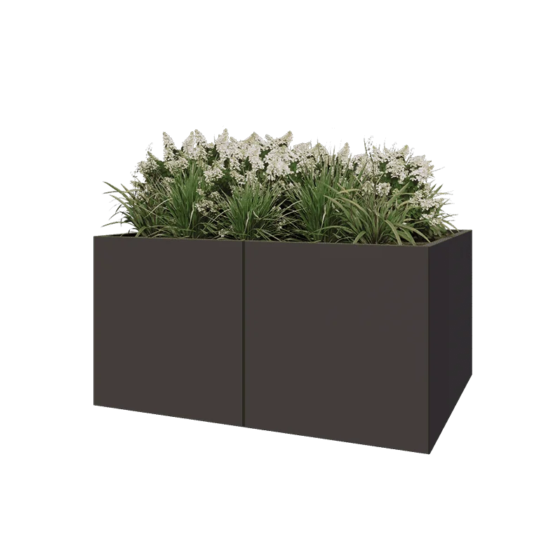 Саксии за цветя от стомана XXL - Правоъгълник - 160 x 120 x 80 cm - RAL7016 матов (антрацитено сиво) - Със основа