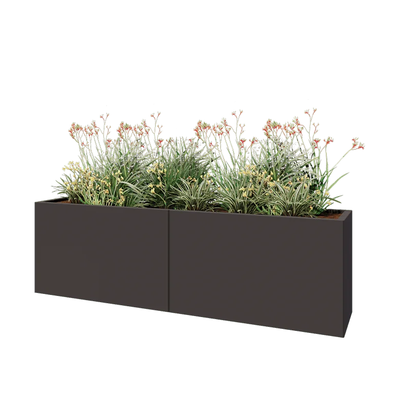 Саксии за цветя от стомана XXL - Правоъгълник - 200 x 40 x 60 cm - RAL7016 матов (антрацитено сиво) - без основа