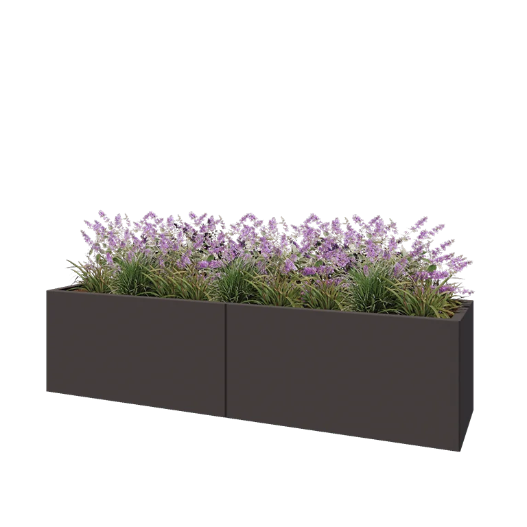 Саксии за цветя от стомана XXL - Правоъгълник - 200 x 50 x 50 cm - RAL7016 матов (антрацитено сиво) - Със основа