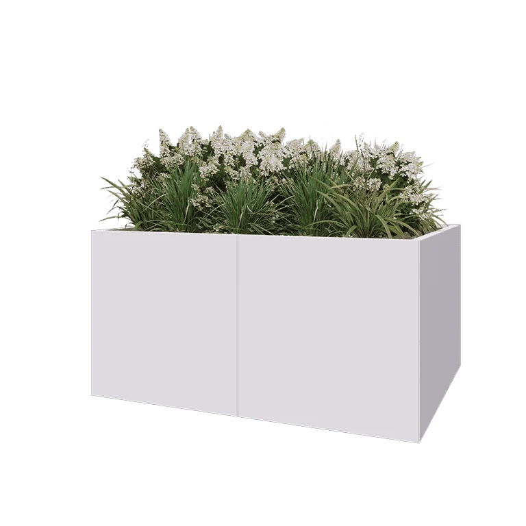 Саксии за цветя от стомана XXL - Правоъгълник - 160 x 120 x 80 cm - RAL9010 матов (бял) - Със основа