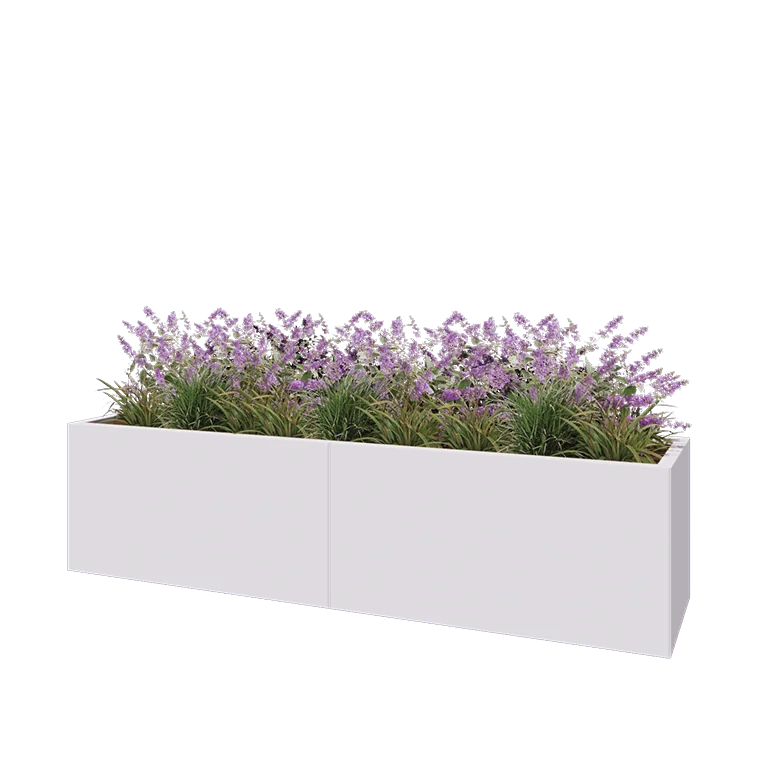 Саксии за цветя от стомана XXL - Правоъгълник - 200 x 50 x 50 cm - RAL9010 матов (бял) - без основа
