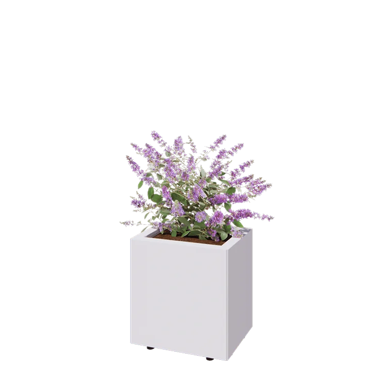 Саксии за цветя от стомана - Правоъгълник - 40 x 30 x 40 cm - RAL9010 матов (бял) - Със основа - Със крака
