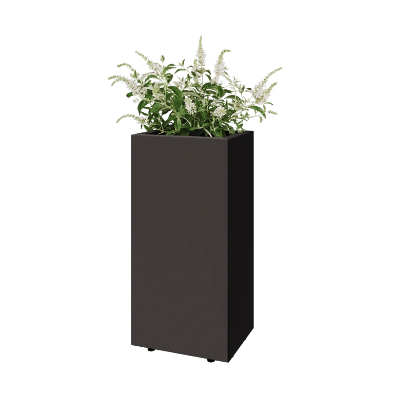 Саксии за цветя от стомана - Правоъгълник - 40 x 30 x 80 cm - RAL7016 матов (антрацитено сиво) - Със основа - Със крака
