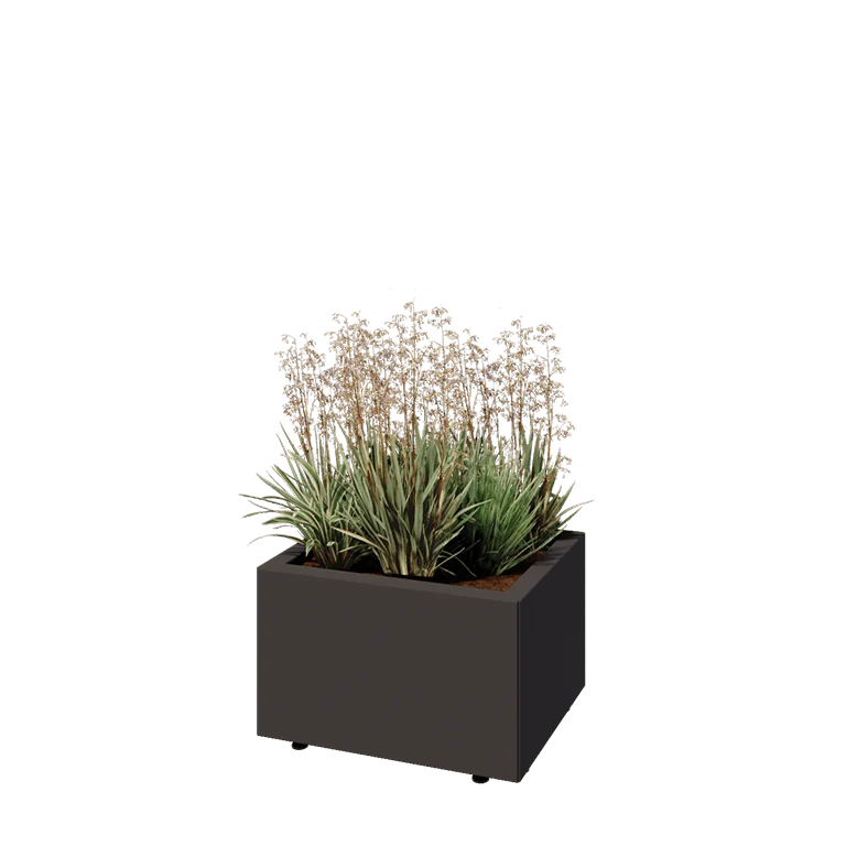 Саксии за цветя от стомана - Правоъгълник - 50 x 40 x 30 cm - RAL7016 матов (антрацитено сиво) - Със основа - Със крака