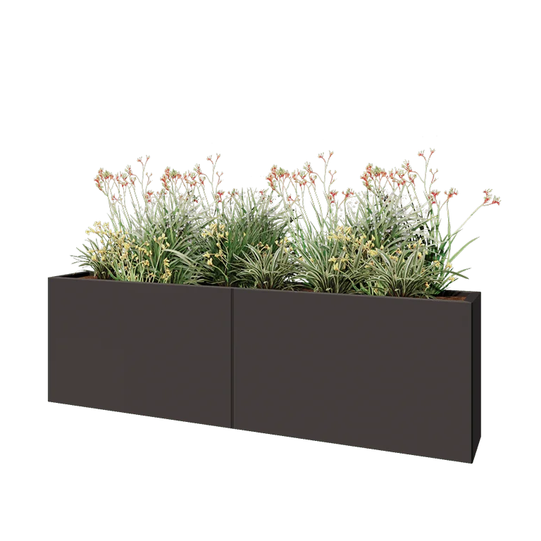 Саксии за цветя от стомана XXL - Правоъгълник - 200 x 30 x 60 cm - друг RAL цвят - без основа