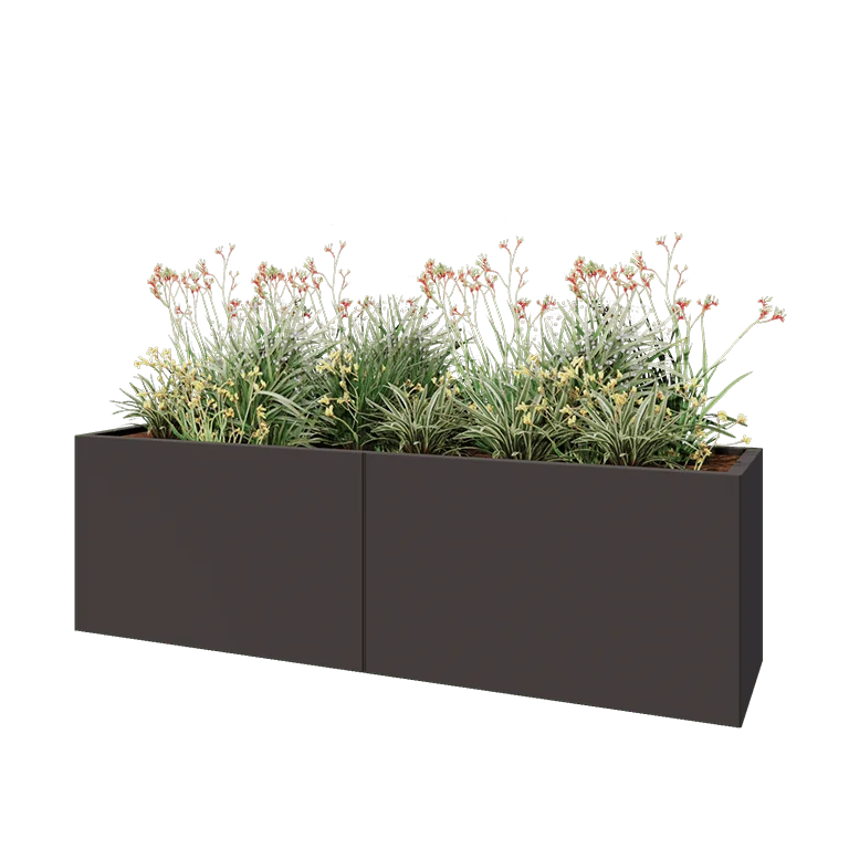 Саксии за цветя от стомана XXL - Правоъгълник - 200 x 50 x 60 cm - друг RAL цвят - Със основа