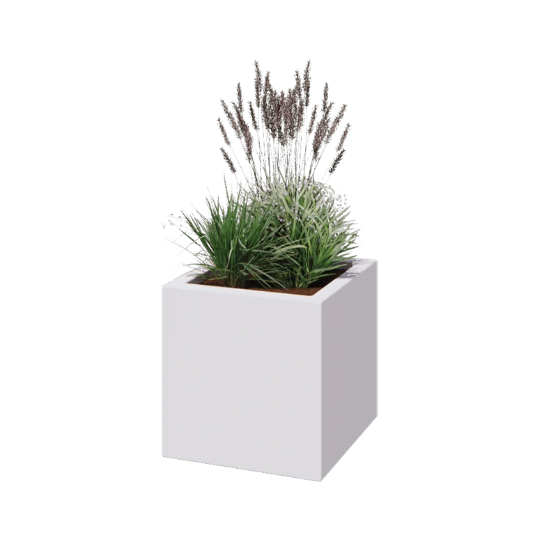 Саксия от фибростъкло - Квадрат - 50 x 50 x 50 см - RAL9010 мат (бяло) - С дъно