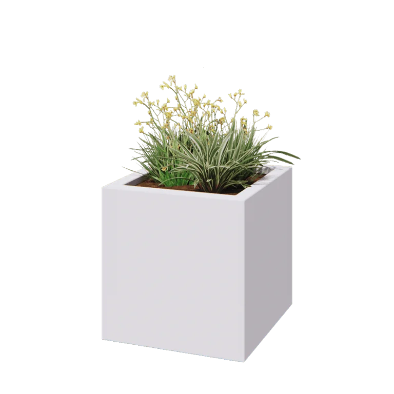 Саксия от фибростъкло - Квадрат - 60 x 60 x 60 см - RAL9010 мат (бяло) - С дъно