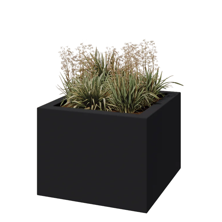 Саксия от фибростъкло - Квадрат - 80 x 80 x 60 см - RAL7021 мат (черно сиво) - С дъно