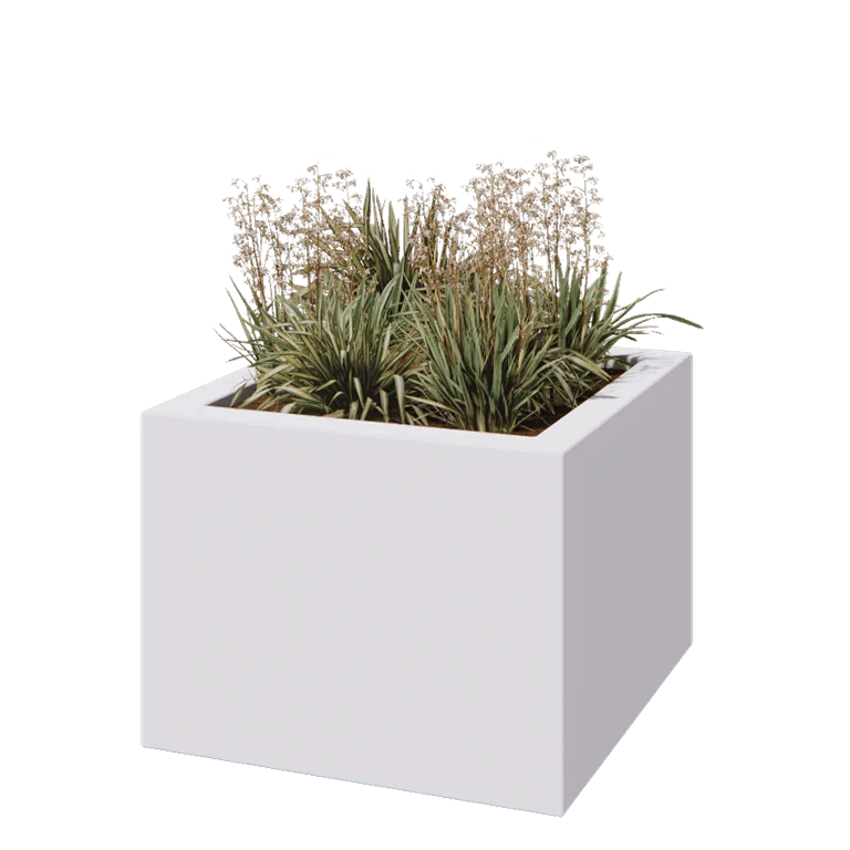 Саксия от фибростъкло - Квадрат - 80 x 80 x 60 см - RAL9010 мат (бяло) - С дъно