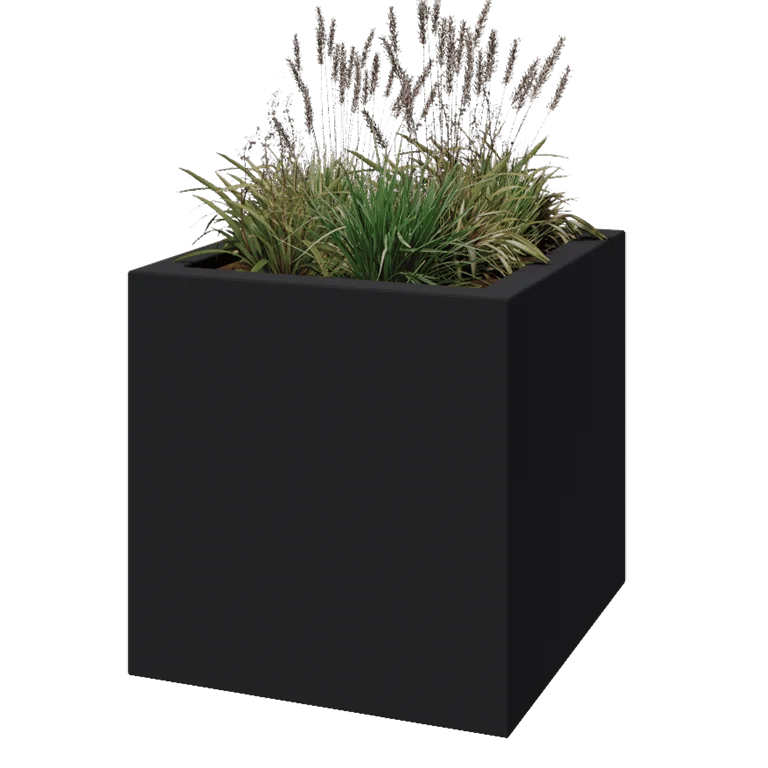 Саксия от фибростъкло - Квадрат - 80 x 80 x 80 см - RAL7021 мат (черно сиво) - С дъно