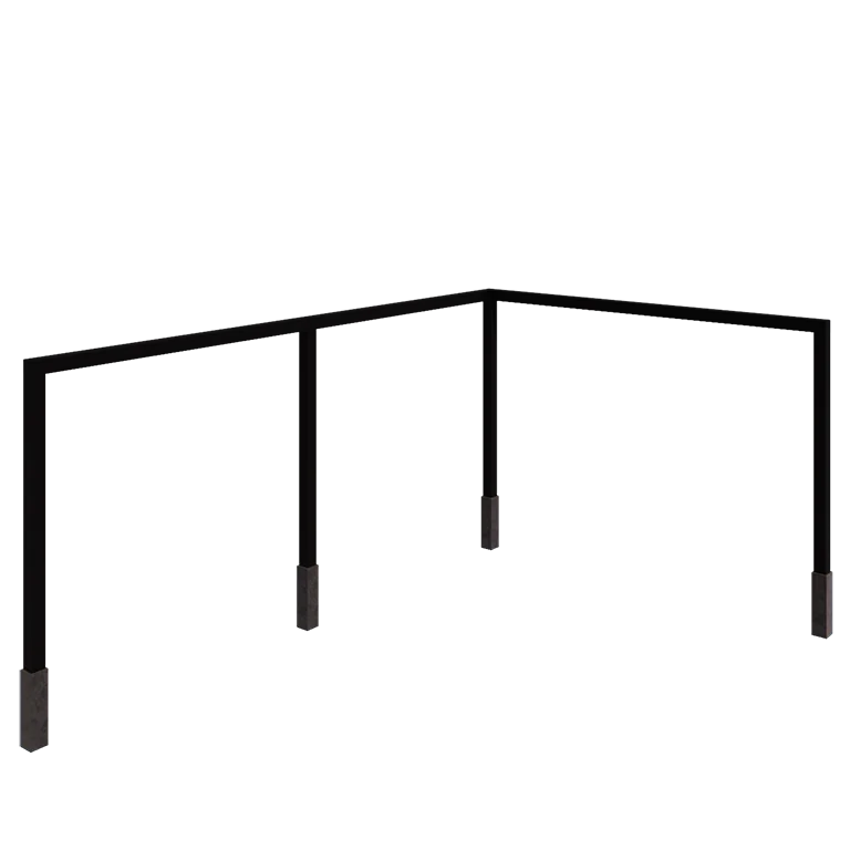 Пергола от стомана - Ъгъл - 600 x 412 x 230 cm - RAL9005 матов (черен) - С включен бетонен фундамент